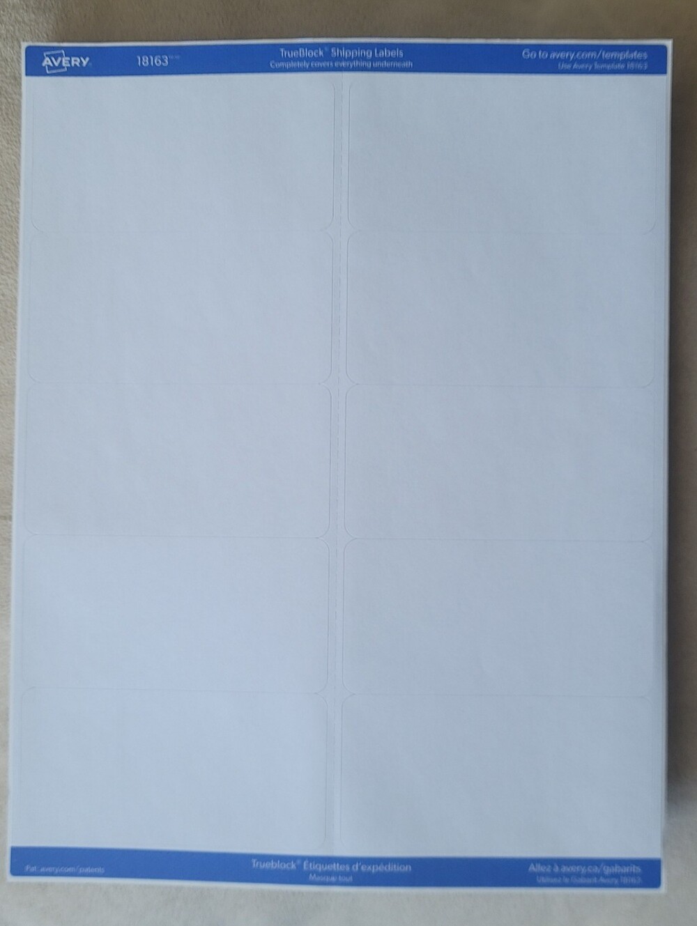 AVERY TrueBlock Shipping Labels, 40ct
